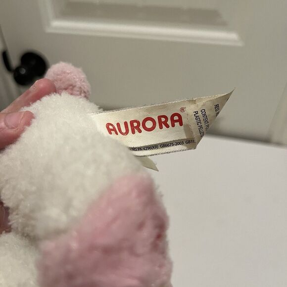 Aurora Marshmallow Cat Kitty Plush Pink Nose Ears Stuffed Animal Big Blue Eyes - Picture 8 of 9